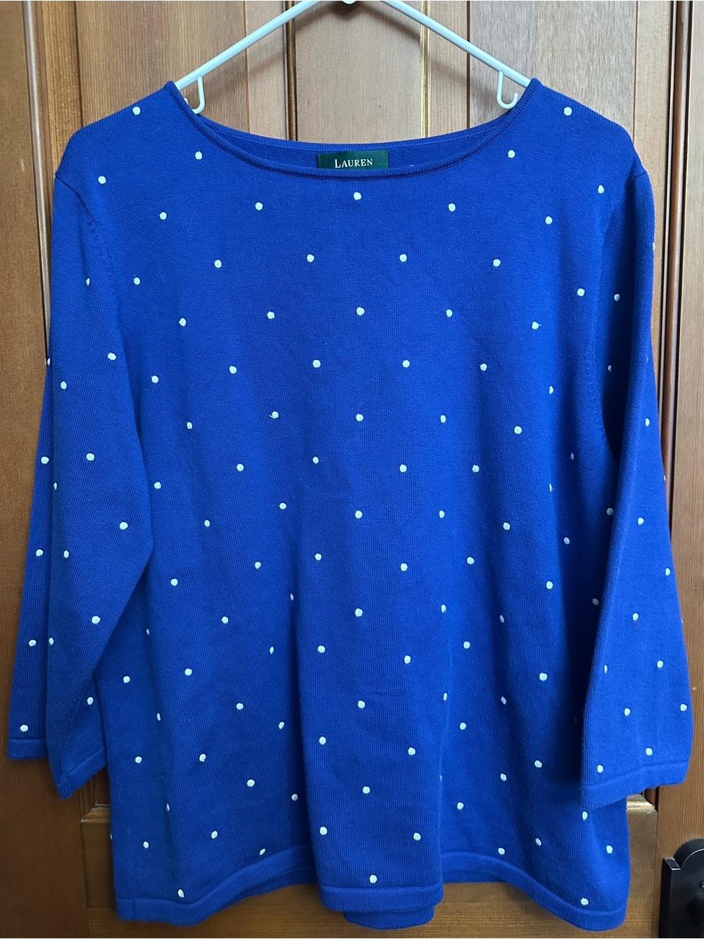 Lauren Ralph Lauren Blue Polka Dot Women's Sweater 3/4 Sleeve